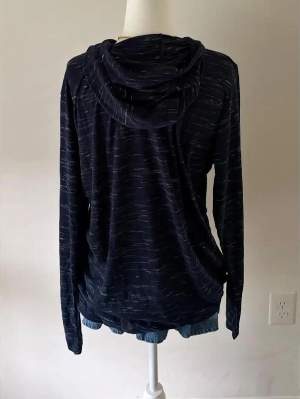 Y2K Nike Dri-Fit Navy Marled Hooded Long Sleeve Pullover Top